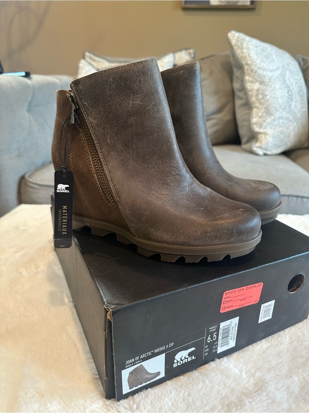 Sorel Brown Leather Wedge Ankle Boot